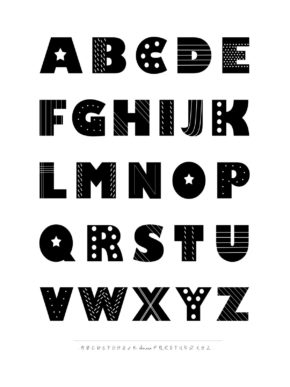 poster kinderkamer met alfabet zwart wit