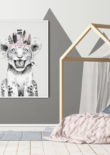 kinderkamer poster met tijger roze